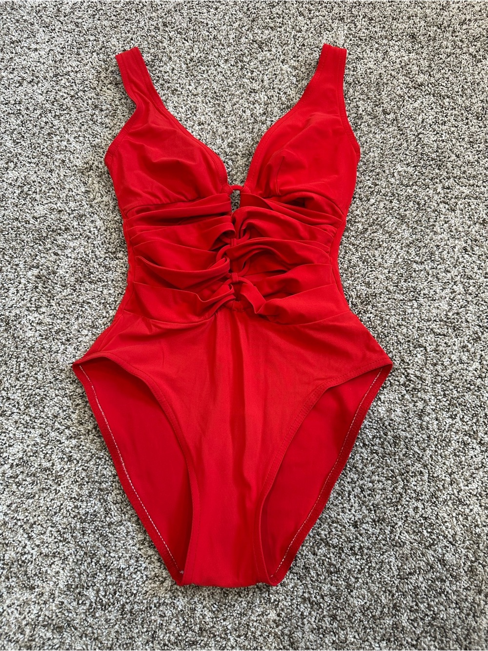 Karla Colletto Red Ring Cutout Underwire One Piece Swimsuit Size 6